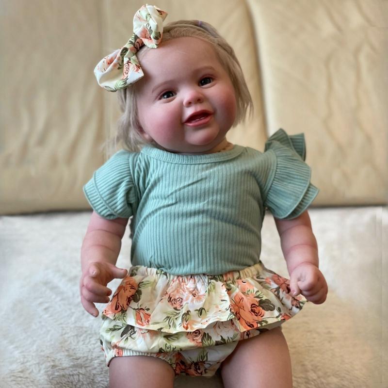 24'' 60CM Reborn Baby Dolls Kodi Cosplay Girl or Boy Miękka tkanina Body PP Bawełna Wypchana Reborn Doll Chubby Cute Smile Baby Doll Zabawki dla dzieci Prezent