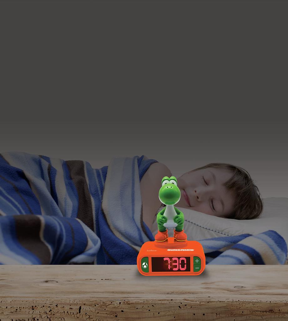 Lexibook Nintendo Super Mario Sound Effect Alarm Clock with One Size Boys' Snooze, Orange/Green,