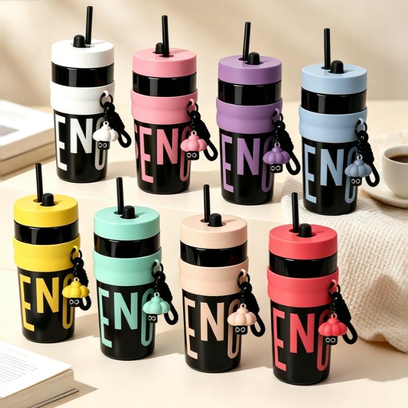 1Pcs 900Ml Insulated Straw Tumbler With Leakproof And Hot Cold Retention Free Cup Brush Perfect For Travel School Outdoor Use