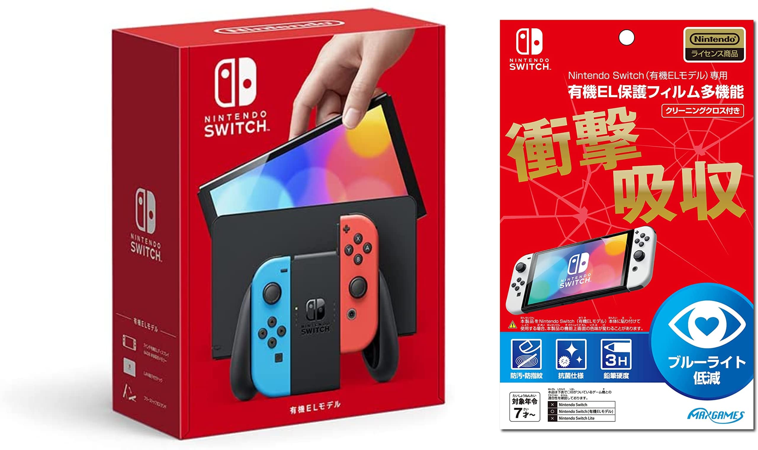 

Nintendo Switch Nintendo Switch EL Neon Neon Red Licensed Organic EL Protective Film for Nintendo Switch EL Multifunctional Shock Absorption (Organic