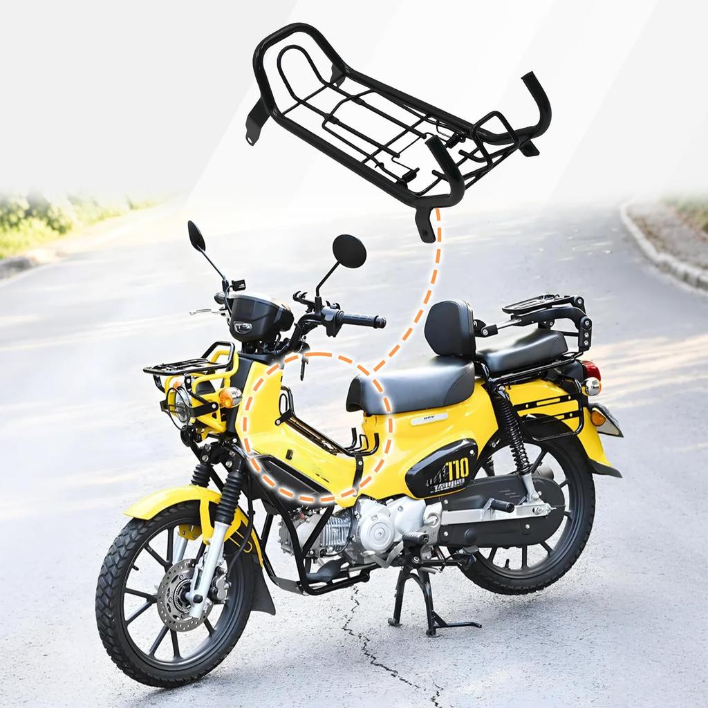 YASICA Center Carrier/Luggage Rack for Honda Cross Cub, Super Cub CC110, and CC50, Special Motorcycle Carrier, Black, 34.5x15x13cm
