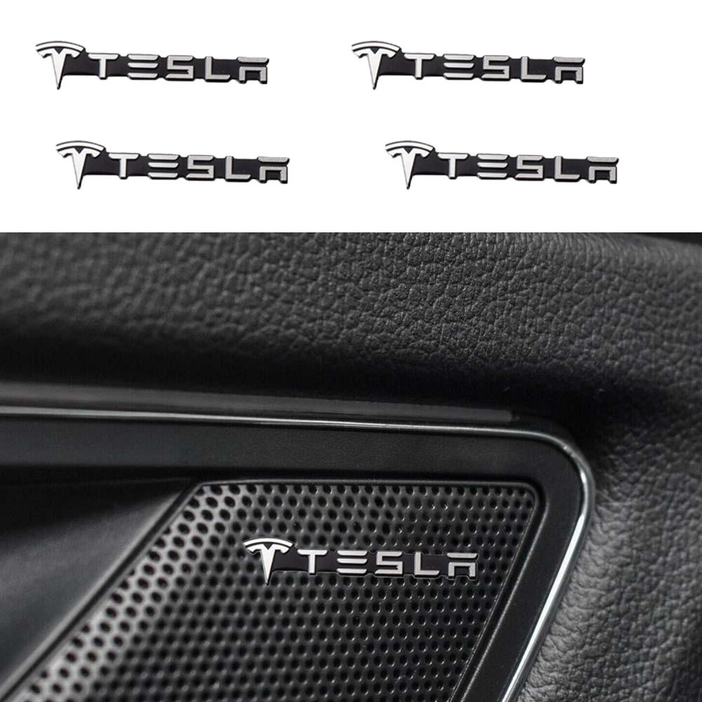 2/4pcs Car Audio Speaker Emblem Sticker Auto Decoration Accessories For Tesla Model 3 Model S Model X Model Y 2020 2021 2022 K80