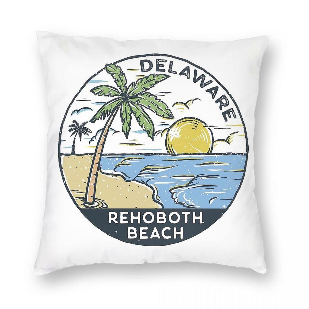 Rehoboth Beach Delaware Vintage Square Pillowcase Polyester Linen Velvet Pattern Zip Decor Car Cushion Cover