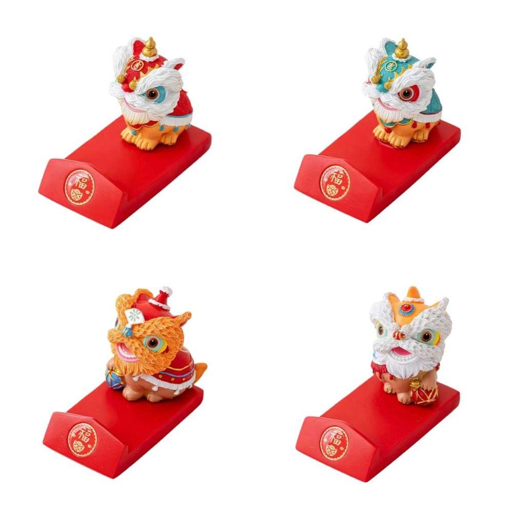 Year of The Horse 2026 Horse Year Figurines Lion Dance Mobile Phone Stand  Spring Festival