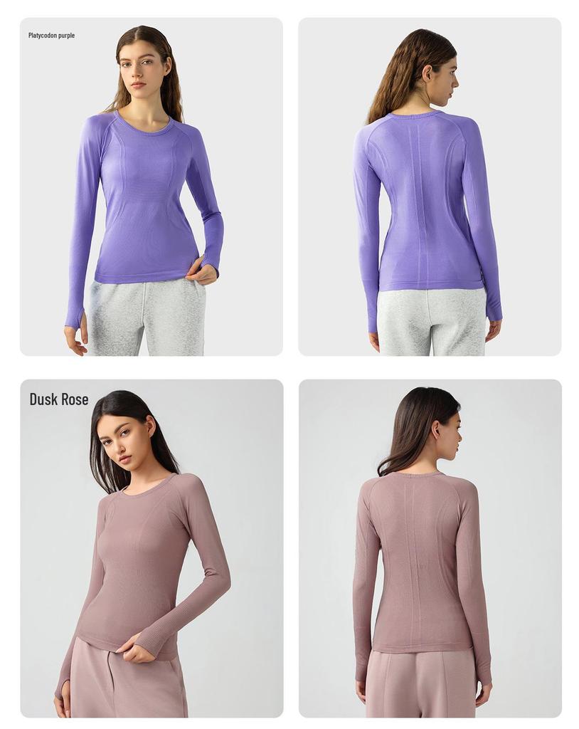Women's Seamless Long Sleeve Yoga Top – Comfortable, Breathable, Tight-Fitting, Slimming Fitness Wear