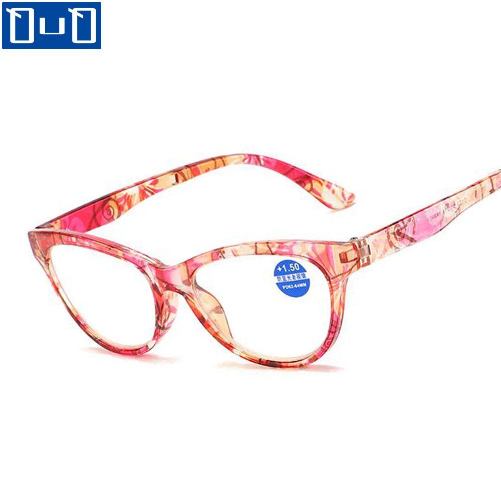 Anti Blue Light Reading Glasses Floral Print PC Frame Presbyopia Eyeglasses Fashion Cat Eye Eyewear Far Sight Glasses +1.0~+4.0