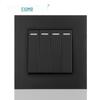 Black 16A German Standard Socket Panel with Double USB + Type C, Concealed European Installation