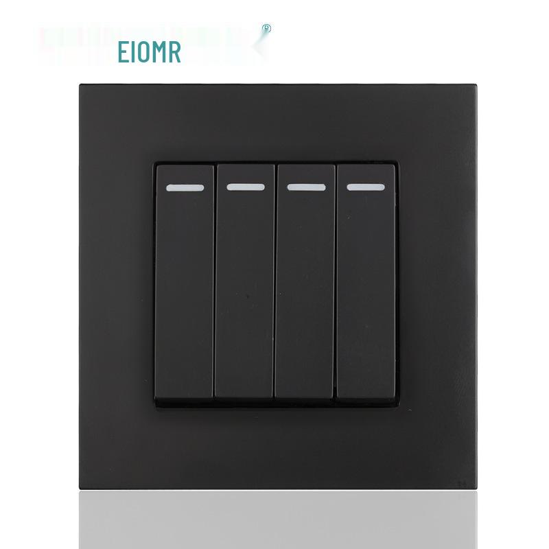 Black 16A German Standard Socket Panel with Double USB + Type C, Concealed European Installation