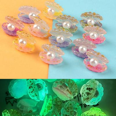 10 Adet Karanlıkta Parlayan Sevimli Üç Boyutlu Degrade Renkli Yıldız Payet Açık İnci Kabuk Gökkuşağı Kabuk Krem Tutkal Reçine Oyuncak