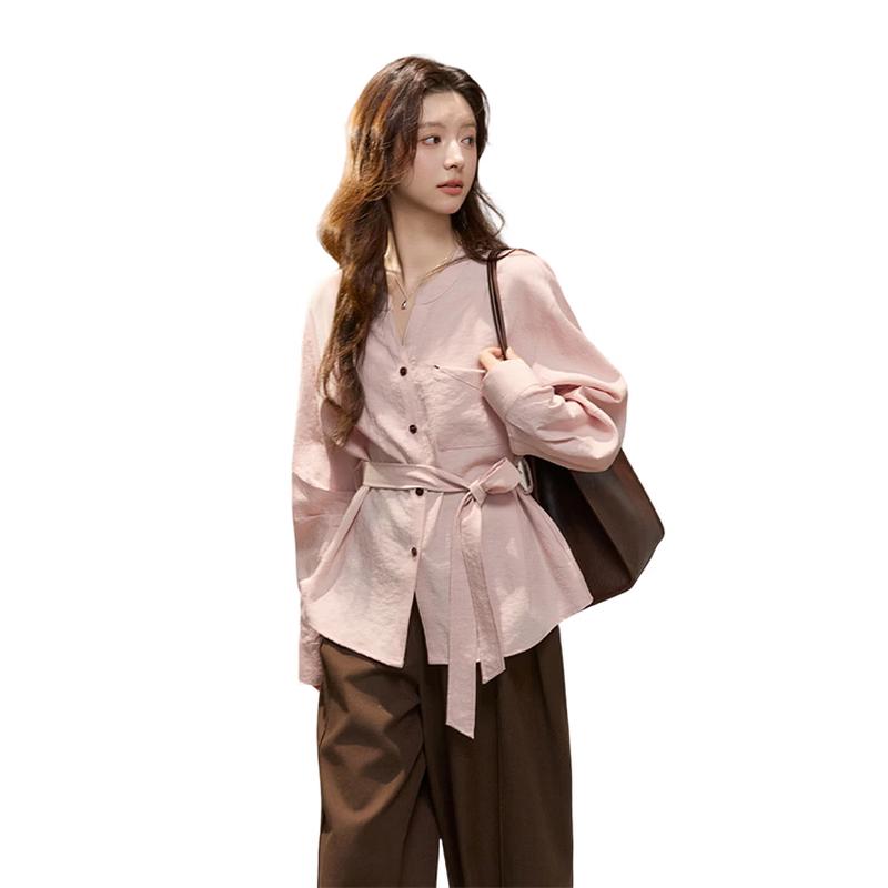 Women s Tie-Waist Lantern Sleeve Blouse S