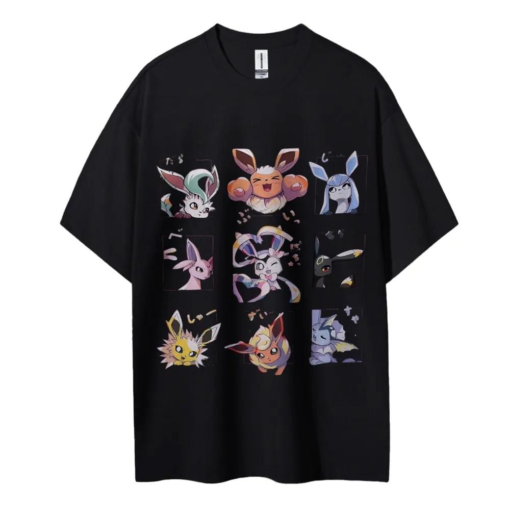 Pikachu Printed Short-sleeved T-shirts for Men, Women, Adults and Children, Pure Cotton Round-neck Loose