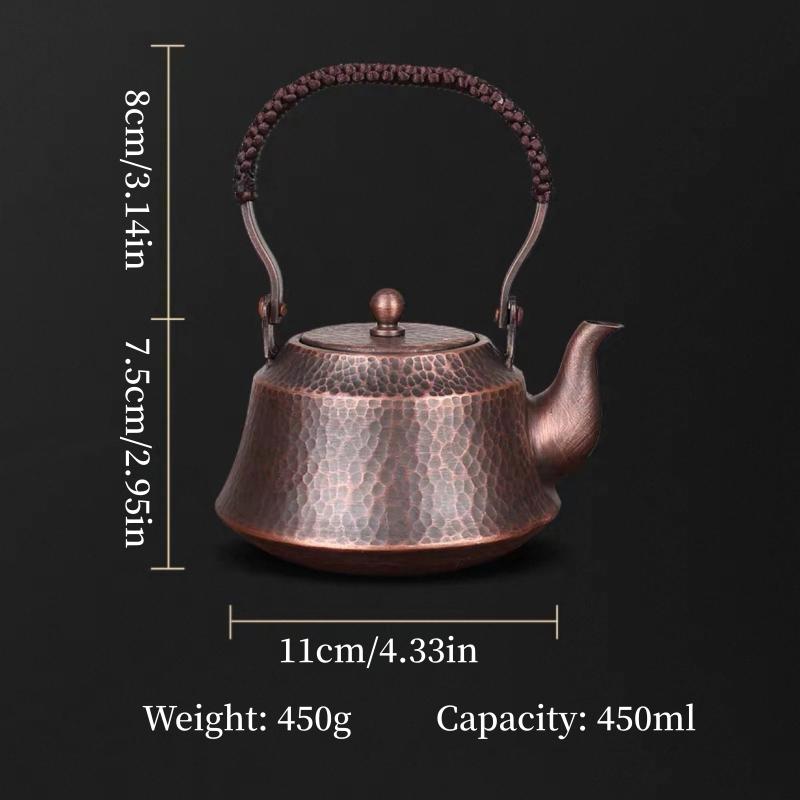 

Vintage Copper Coffee Pot,450 Ml Camping Boiling Tea And Brewing Coffee,Handcrafted Hammer Texture Woven Portable Pot Tableware
