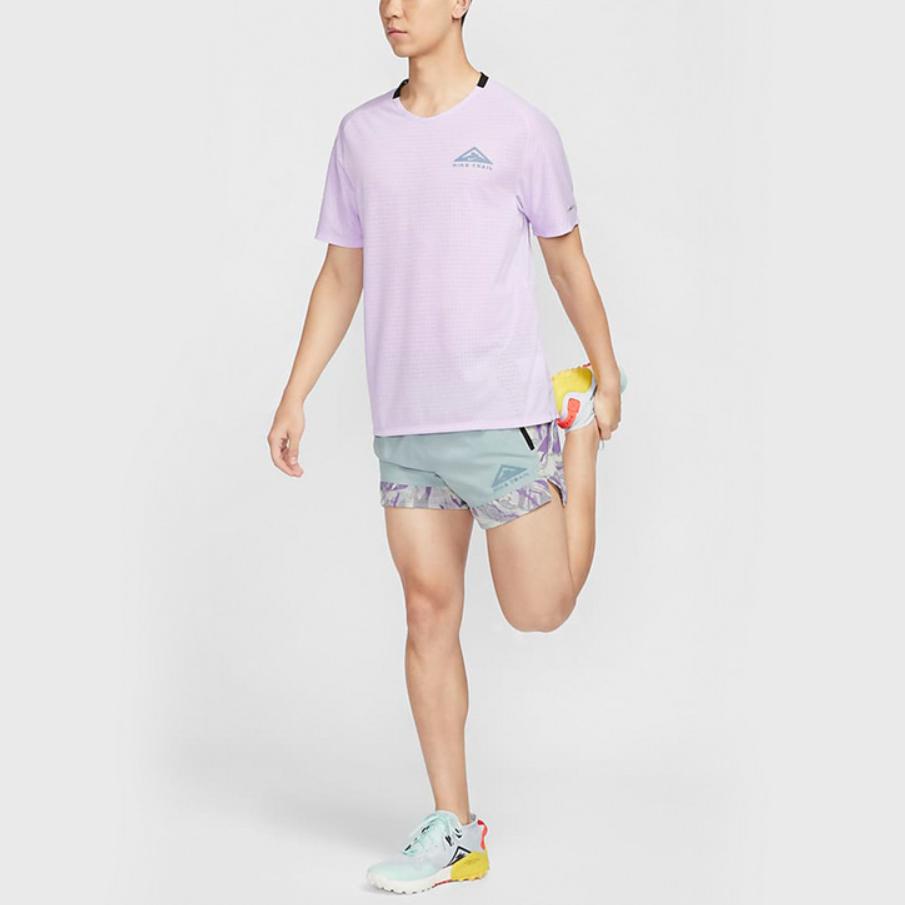 Nike Solid Color Casual Breathable Sweat-Absorbent Crew Neck Short Sleeve Raglan T-Shirt Men Tops Misty-Purple DV9306-511