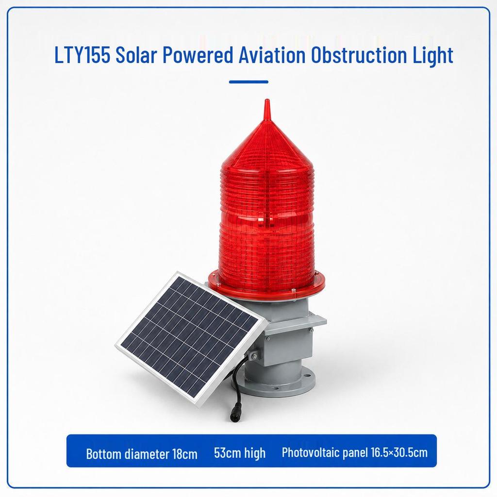 122/155 Solar Aviation Obstruction Light with GPS Networking for Skyscrapers and Towers
