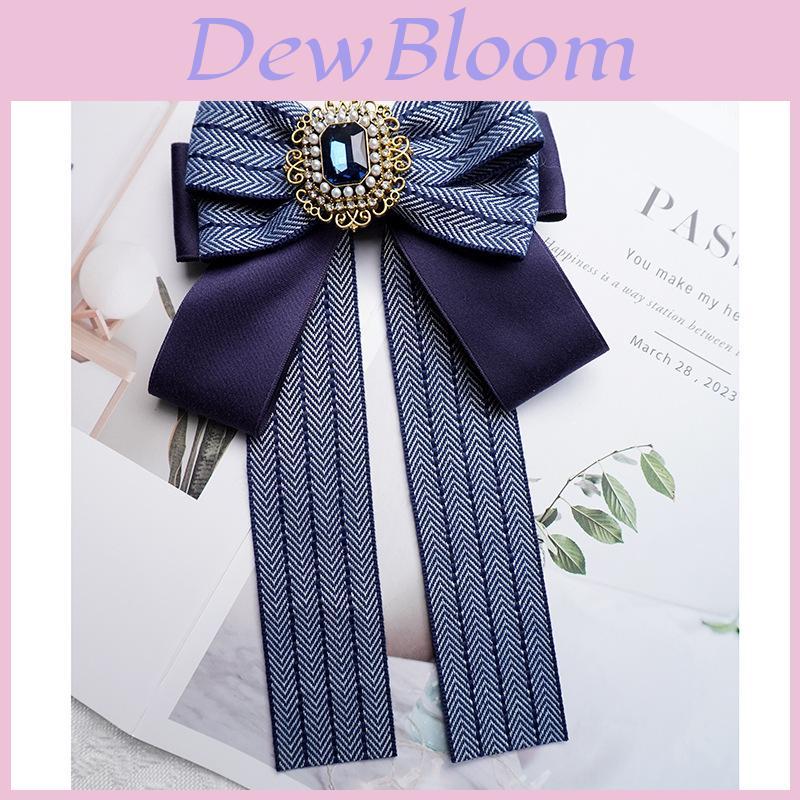 Korean Style Bow Tie With Striped Pattern And Rhinestone Accents For Women And Men