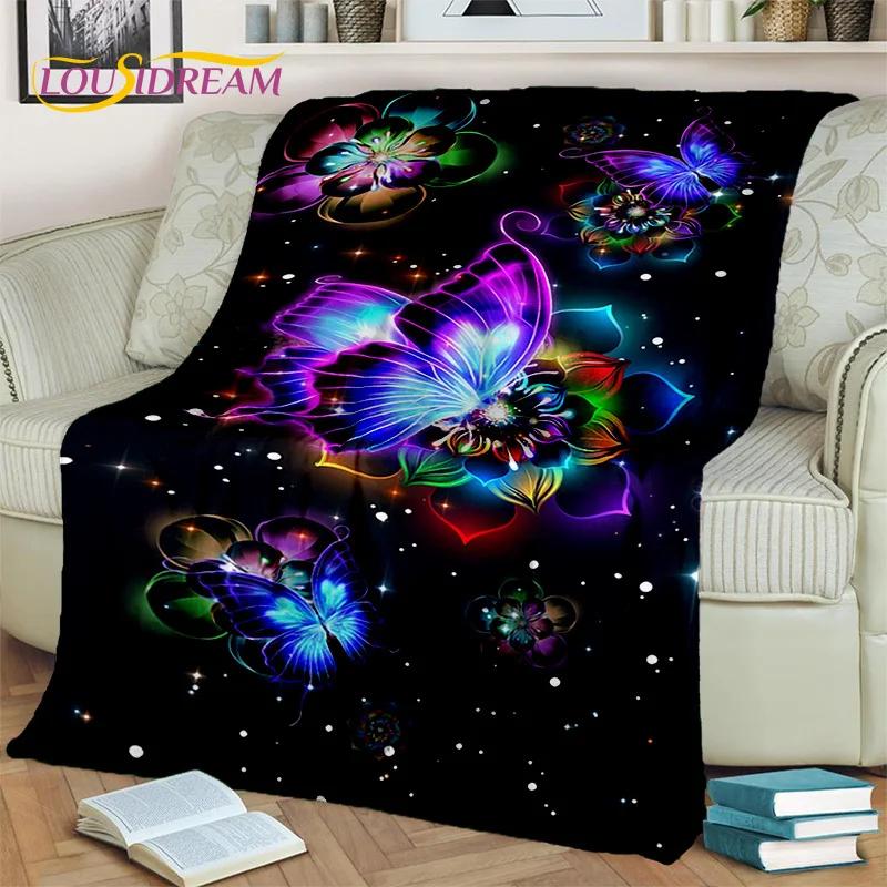 Dream Butterfly Flower Cartoon Blanket,Soft Throw Blanket for Home Bedroom Bed Sofa Picnic Travel Office Rest Nap Cover Blanket