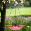 Hanging Glass Bird Bath with Solar Powered Fountain Outdoor Garden Water Feature for Attracting Wild Birds and Decoration