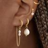 Dainty Design Pearl Drop Earrings No Tarnish Dangle Huggie Hoops Stack Earrings  Women Jewelry