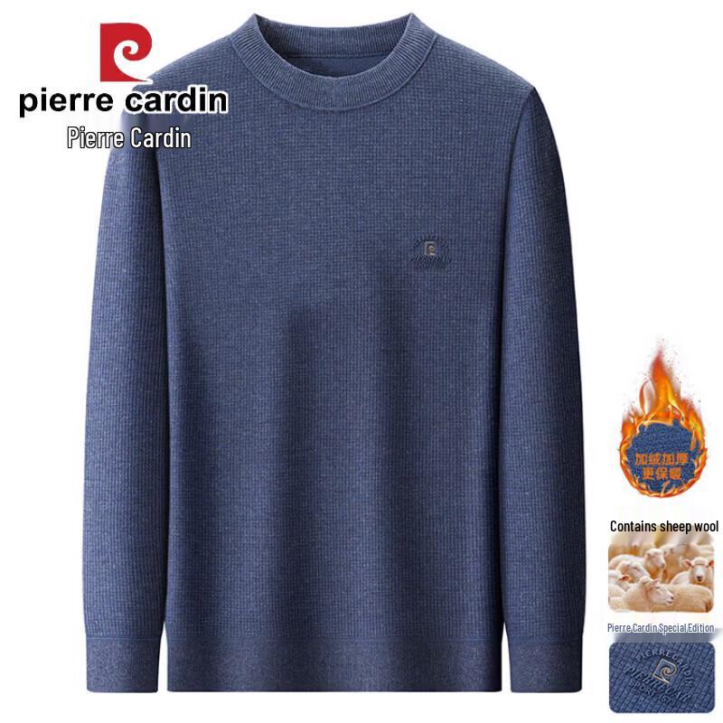 Pierre Cardin Men's Fleece-Lined Wool Blend Round Neck Sweatshirt