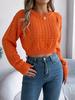 Autumn Winter Sexy Low Back Button Hollow Long Sleeve Turtleneck Sweater Women's Clothing