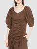 Emi Gathered Linen Blend BRW 0 Women's Dress, 13WFO222035,