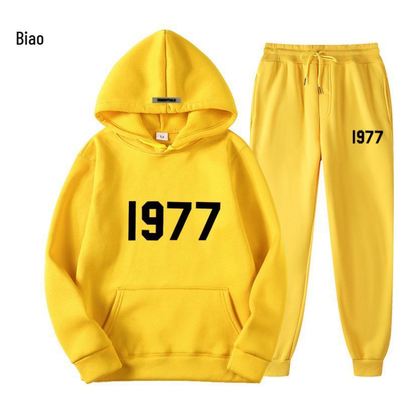 ESSENTIALS Double Line High Street Fleece Hoodie Set 1977 Trendy Casual Loose Fit.