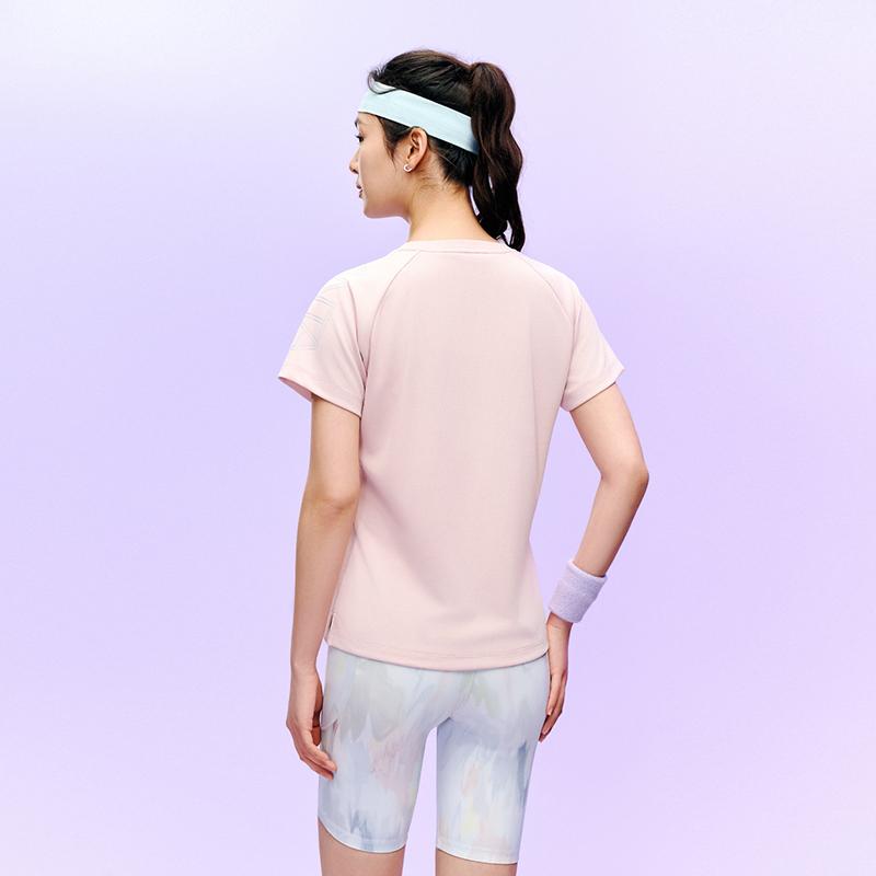 Anta Training Short Sleeve Quick Dry Knitted Top Summer T-Shirt Women tops Soft-Pink 962627116-6