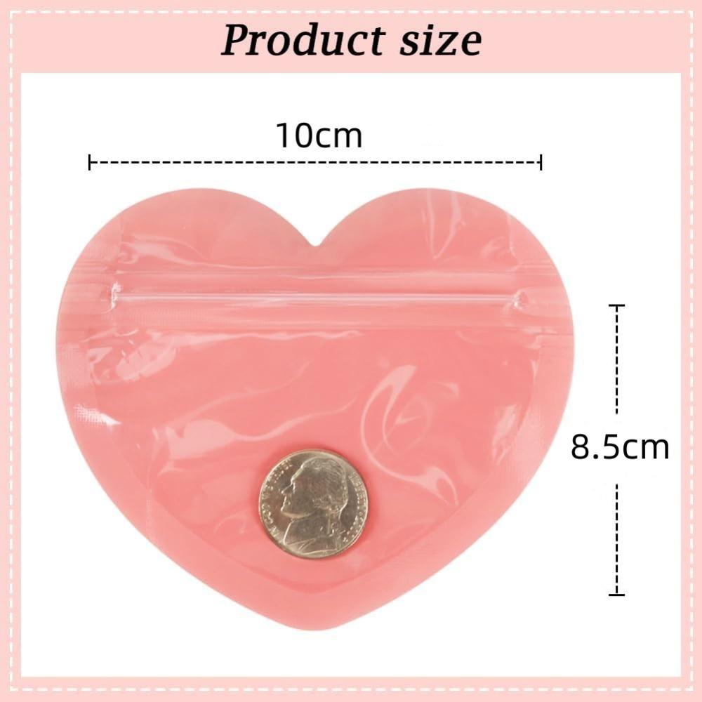 100PCS Heart-shaped Jewelry Storage Bag Transparent PVC Zipper Bag Christmas Birthday Wedding Gift Packaging Bag