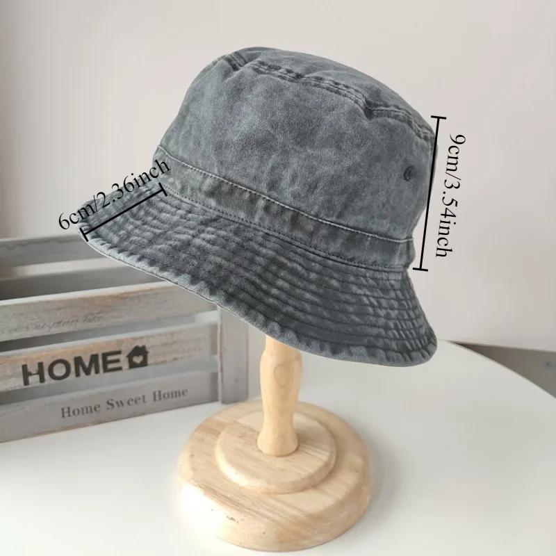 Korean Big Head Washed Denim Bucket Hats Men Cotton Sun Hat Plus Size 64Cm Oversize Bob Panama Unisex Big Size Fisherman Cap
