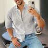 Camicia da uomo con stampa a pois a righe Camicia monopetto a maniche lunghe con risvolto Top Camicia casual slim fit da lavoro