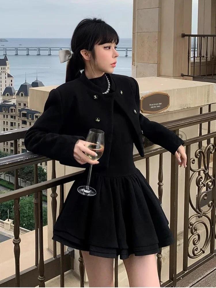elegant midi dress formal French Vintage Dress Women Casual Puff Sleeve One Piece Dress Korean G |  GraceQueens main image 1
