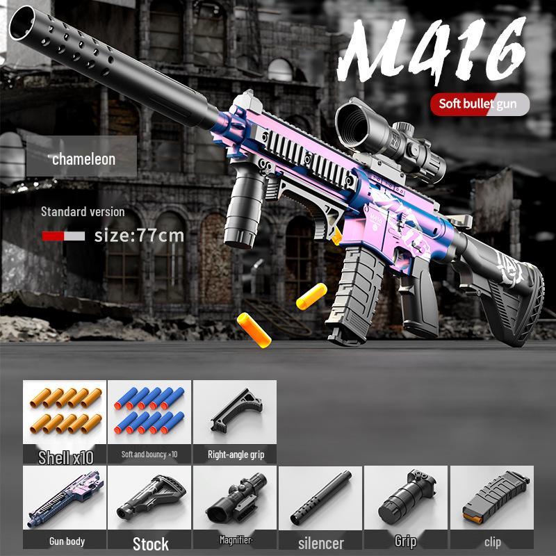 M416 Soft Bullet Manual Bolt Action Toy Gun for Kids - Shell Ejecting Simulation Assault Rifle for Boys