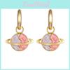Chic Geometric Alloy Heart And Planet Earrings With Rhinestone Accents For Women