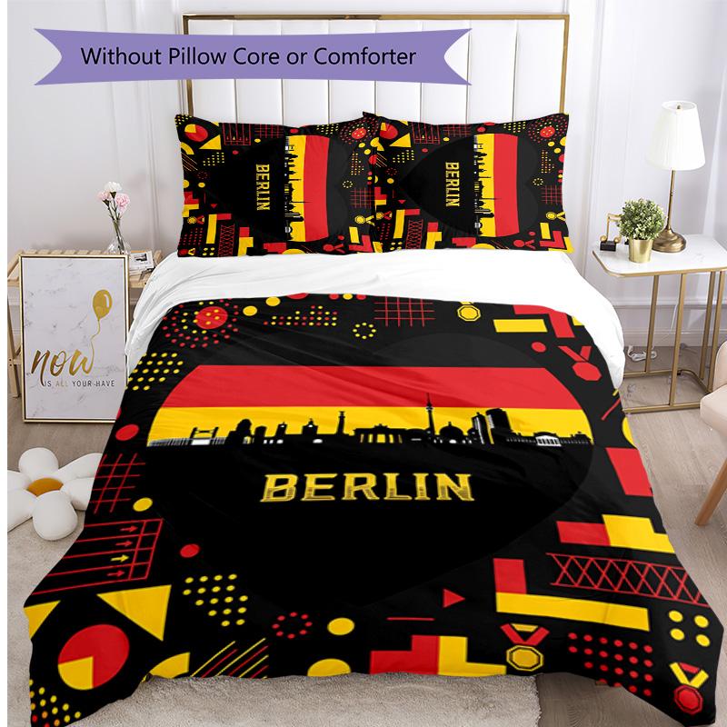 Germany Football Printed Bedding 3 Piece Set Cozy Breathable Bed Cover Set as Housewarming Holiday Gift