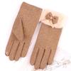 Warm Gloves Autumn and Winter Women's Fleece Bow Driving Outdoor Riding Fleece Cold-proof Winter Gloves