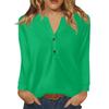 Women's T Shirt Solid Color Button Long Sleeve Daily Weekend Fashion Basic V- Neck Regular Top