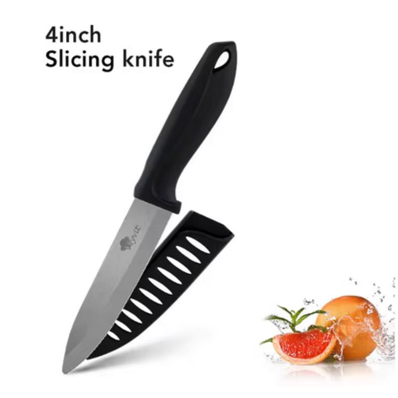 Ceramic Knife 3 4 5 6 Inch Sharp Kitchen Chef Knives Utility Slicer Paring Serrated Bread Meat Cleaver with Sheaths Black Blade