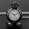 Vintage Style Crow Pocket Watch Quartz Movement Round Dial Black Necklace Souvenir Gift