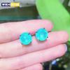 Pendientes de botón de plata de ley 925 con gema de turmalina redonda de 10 mm para mujer, joyería de moda para fiesta, aniversario, regalo