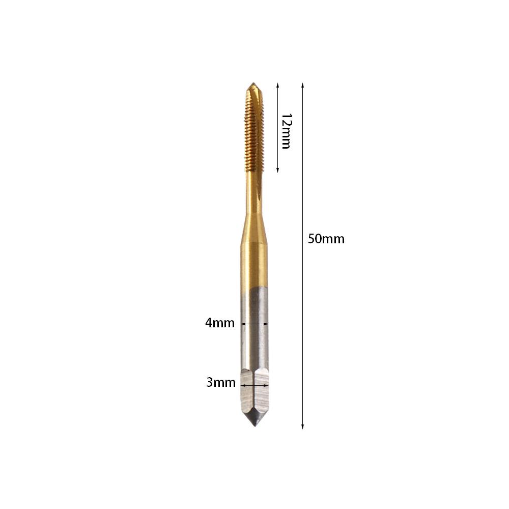 5PCS Titanium Coating Screw Tap Straight Flute Metric Machine Screw Threaded Tap Spiral Point HSS Tap Drill Set Hand Tools