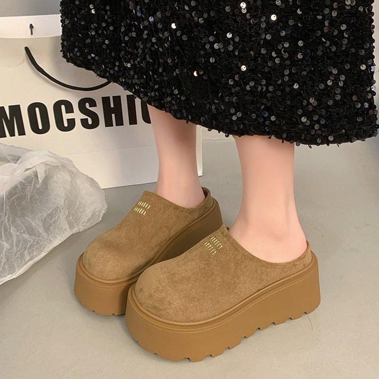 [Youshilai] Small thick-soled height-increasing slippers for women's 2025 spring new Baotou temperament versatile one-pedal