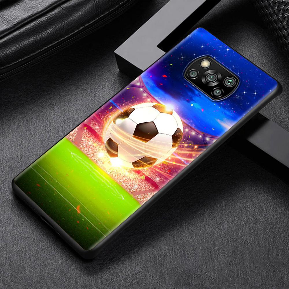 

Футбольный мяч с горящим огнем, чехол для Xiaomi Poco X3 NFC M3 M4 Pocophone F1 F3 Redmi Note 9s 9 8 10 Pro, черный чехол для телефона Xiaomi Poco X3 NFC