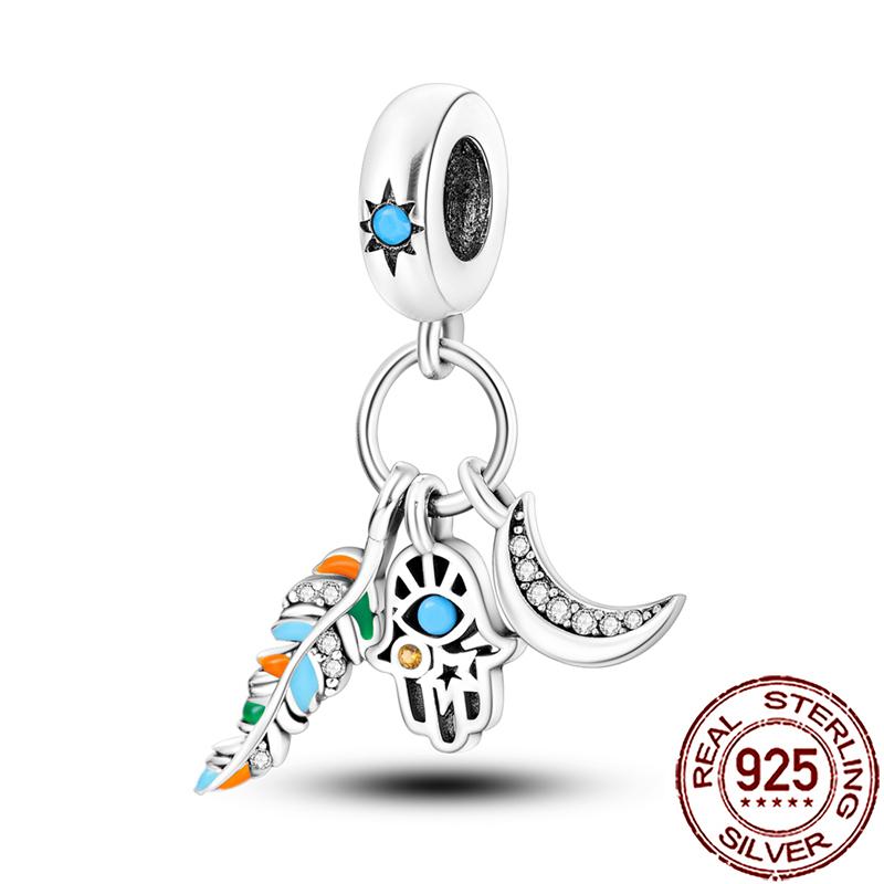 Charms Copper Hamsa Hand All-Seeing Eye Horus Fatima Protection Beads Fit Bracelet Necklace Women Diy Jewelry