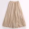 Solid Color Elasticwaist LooseA-Line Skirt Pure Color Elastic Waist Loose Long Dress
