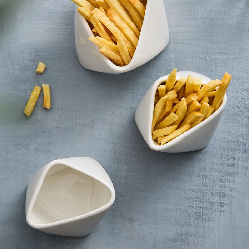 Three-dimensional Frilled French Fries Bowl Home Ceramic Cup Bowl Creative Hotel Tableware Snack Dish Dip Seasoning Dish