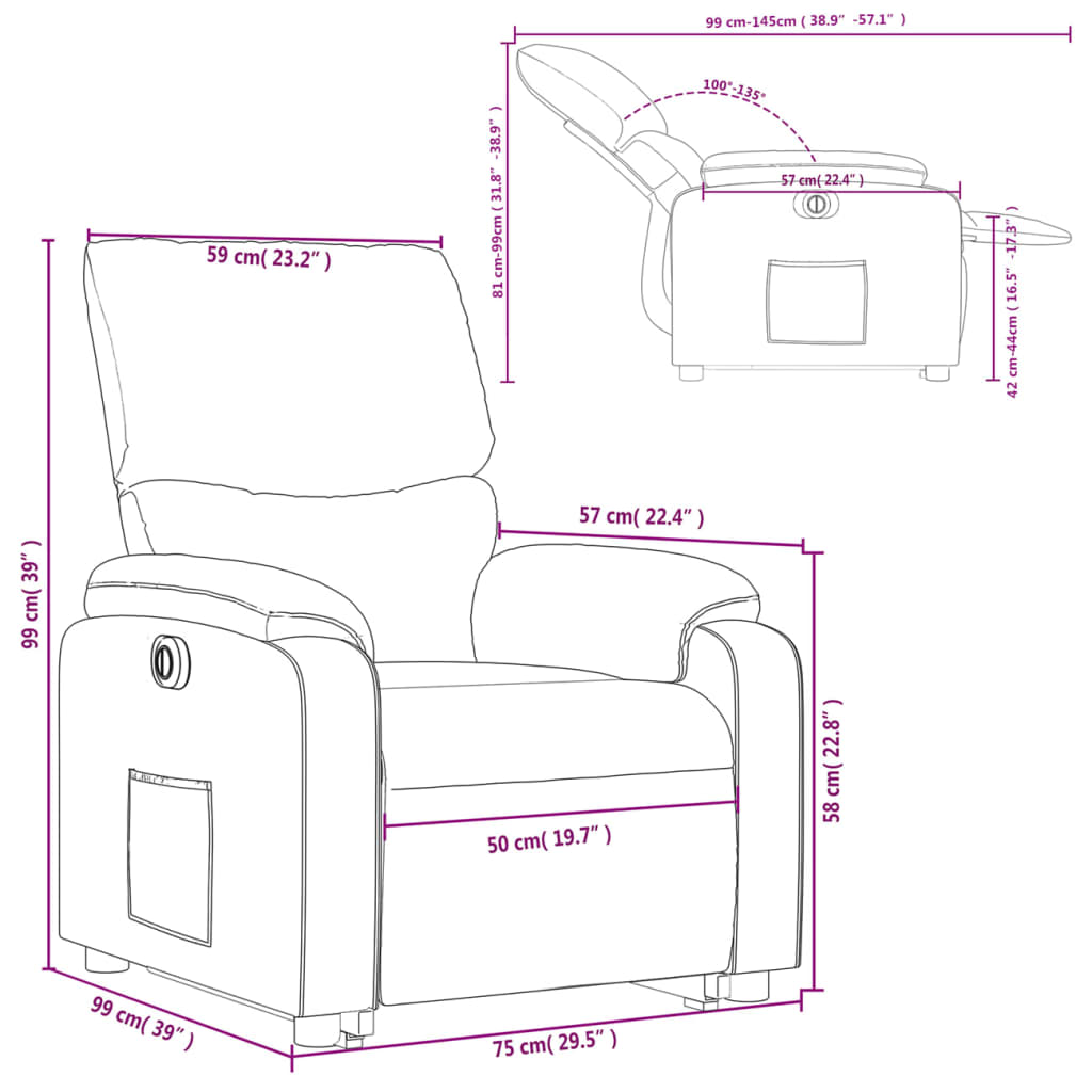Electric Recliner Chair with Rising Function Light Grey Fabric