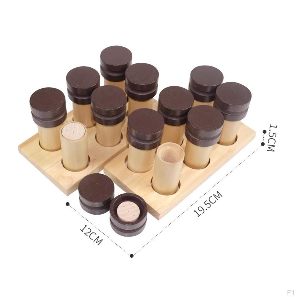 Wooden Smell Matching Toy HandPolished Scent Training Set Cylindrical Containers