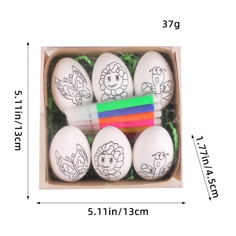 6pcs Set of Hand-painted Easter Eggs, DIY Hand-painted Easter Eggs with Cartoon Bunny and Butterfly Flowers