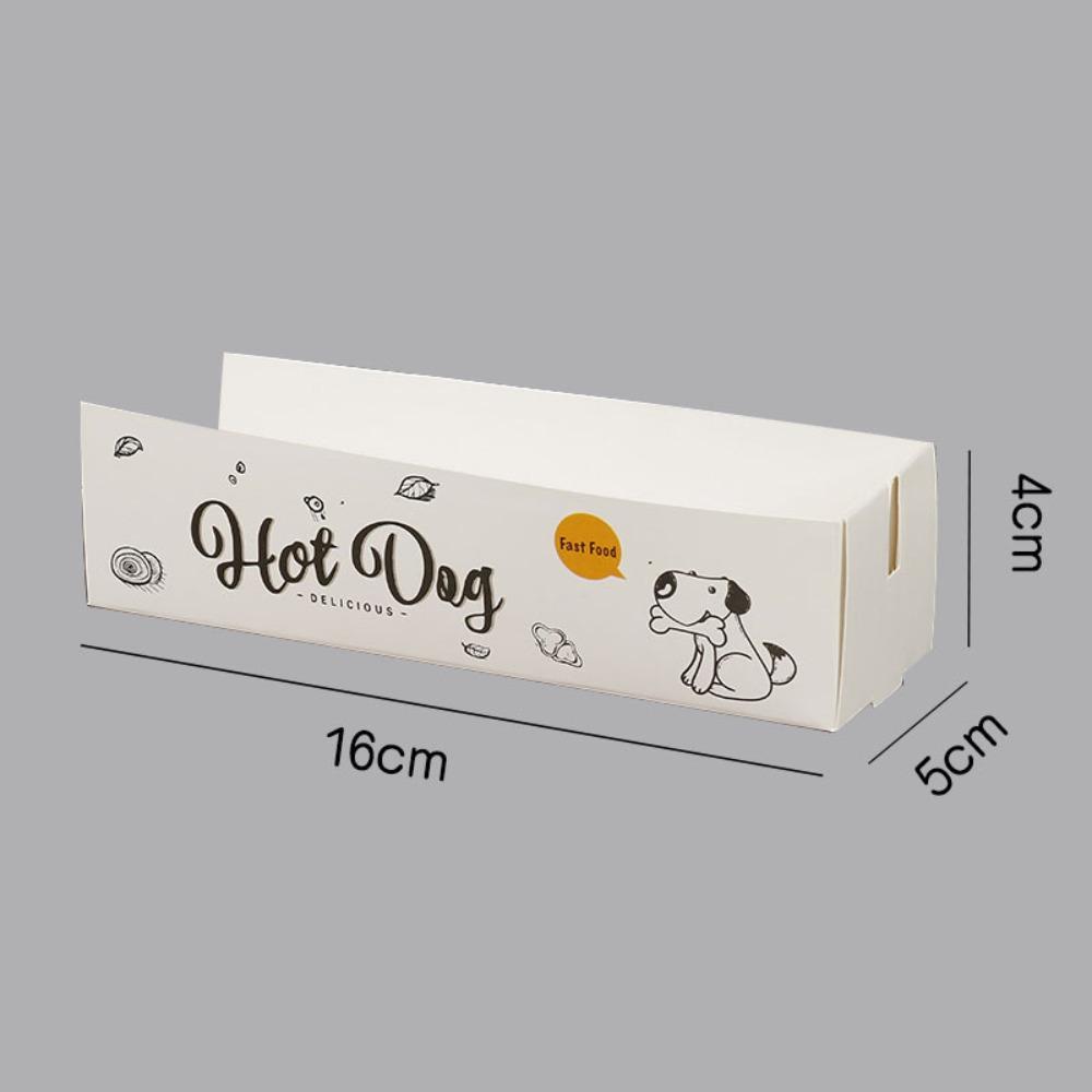 100PCS Boat Shape Sausage Tray Paperboard Takeaway Container Hot Dog Packaging Box Catering Use