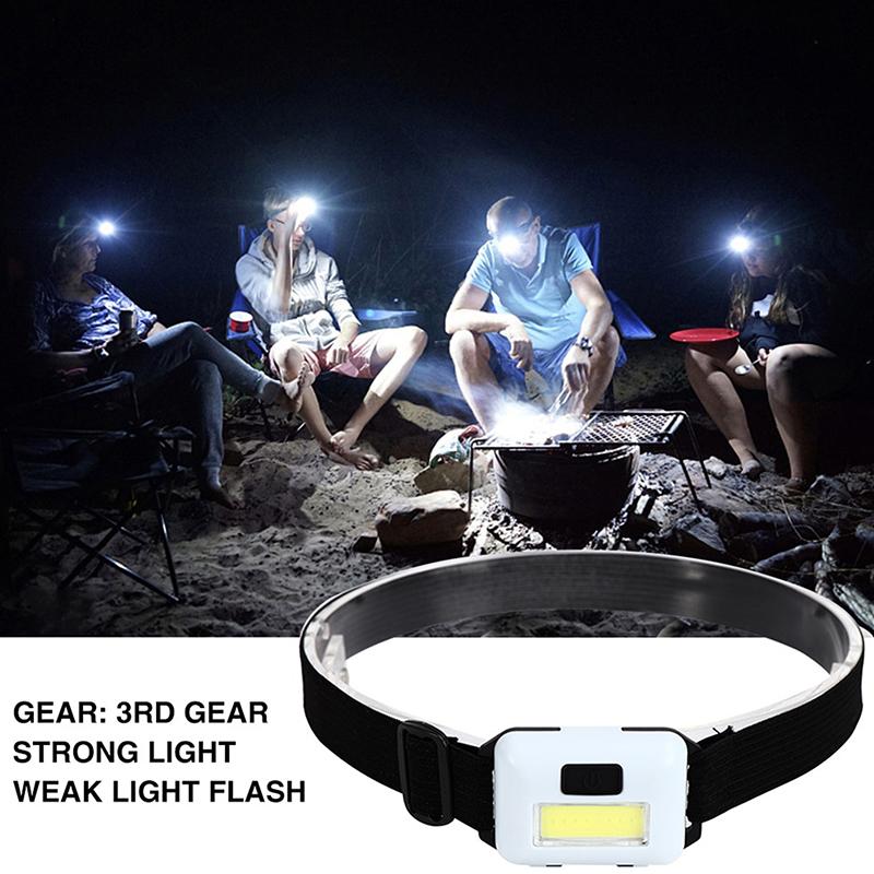 Mini Cob Headlight Portable Led Headlamp Waterproof Head Front Light With 3Modes Lighting Outdoor Camping Hiking Head Flashlight